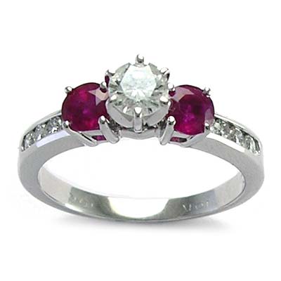 Diamond and Ruby Ring 18k White Gold R688 Diamond and Ruby Ring 18k White Gold R688