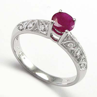 18k Gold Burma Ruby Diamond Ring R689