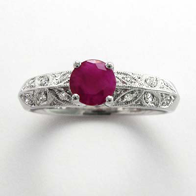 18k Gold Burma Ruby Diamond Ring R689