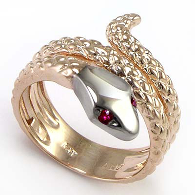 Serpent Snake Men's Ring in 14k Rose gold #R695