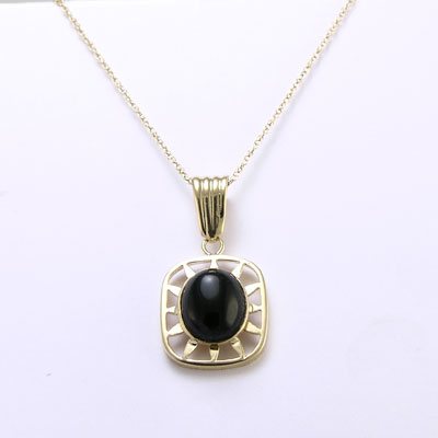 14k Gold Onyx Pendant 18" Singapore Chain P331 14k Gold Onyx Pendant 18" Singapore Chain P331