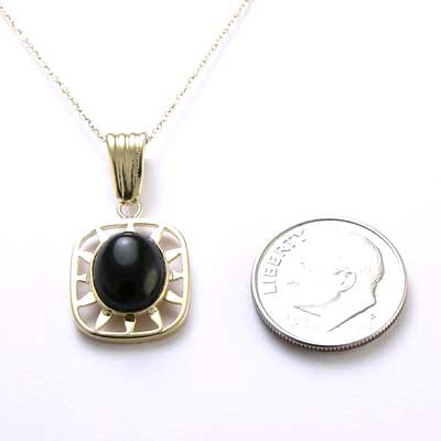 14k Gold Onyx Pendant 18" Singapore Chain P331 14k Gold Onyx Pendant 18" Singapore Chain P331