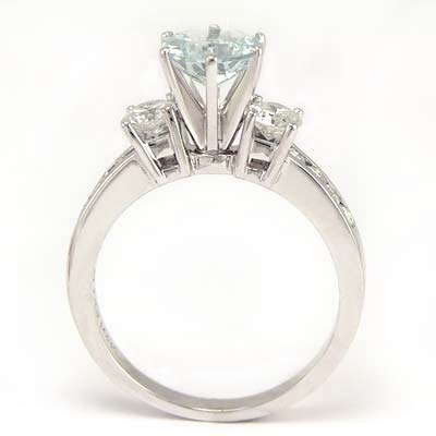 14k White Gold Aquamarine and Diamond Ring R700