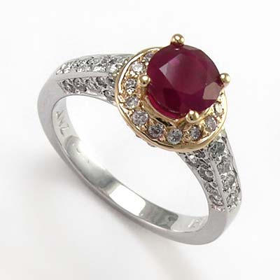 18k Gold Diamond Ruby Ring R704 18k Gold Diamond Ruby Ring R704