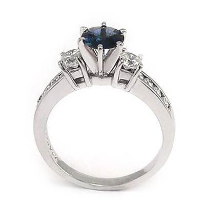 Sapphire and Diamond Three-Stone Engagement Ring 14K #R705