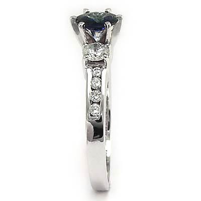Sapphire and Diamond Three-Stone Engagement Ring 14K #R705