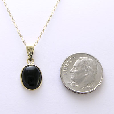 14k Gold Oval Black Onyx Pendant P327