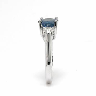 14k Solid Gold Sapphire Diamond Three Stone Ring 3R713