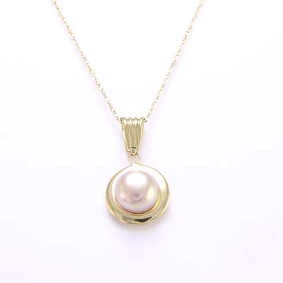 14k Yellow Gold Pearl Pendant P337