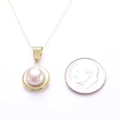14k Yellow Gold Pearl Pendant P337