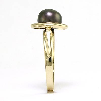14k Gold Black Pearl Ring R721