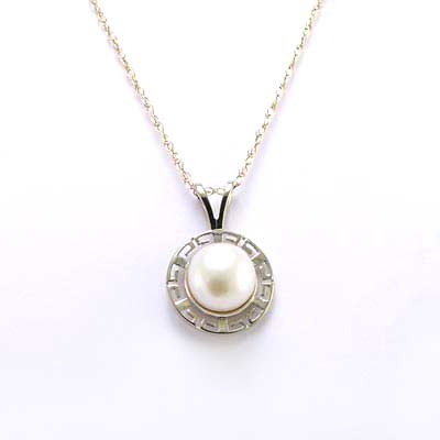 14k White Gold Pearl Pendant P335