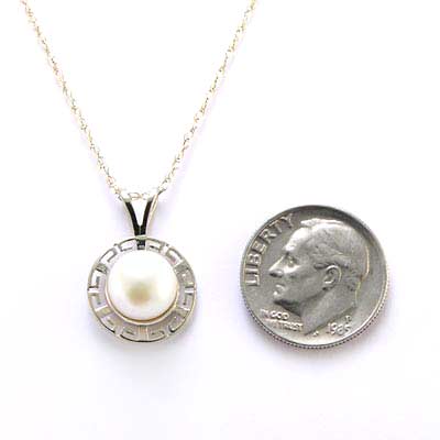 14k White Gold Pearl Pendant P335