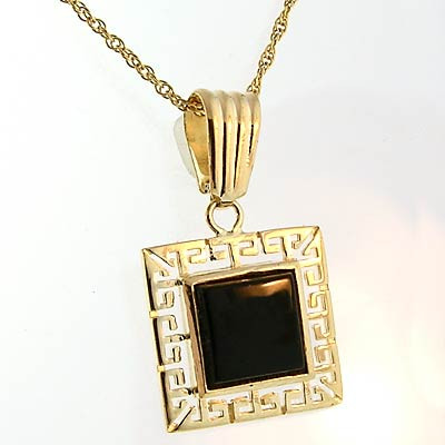 14k Gold Onyx Pendant P344 - Anzor Jewelry