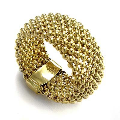 Woman's 14k Gold Flexible Mesh Ring R1245 - Anzor Jewelry