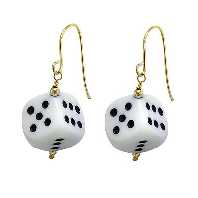 Gold sales dice earrings