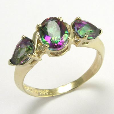 10k Gold, Mystic Topaz Ring, Ladies Right Hand Ring, Channel Set - Ruby Lane