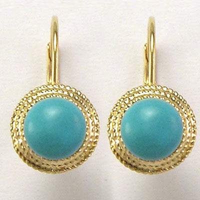 ターコイズ Leverback Earrings 14k Gold And Turquoise Earrings Diamond