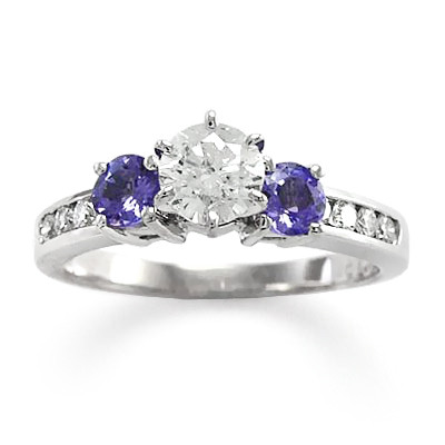 Tanzanite and Diamond Three Stone Ring in 14k R1123 Anzor Jewelry