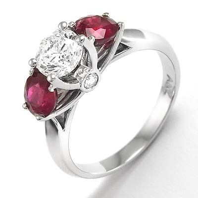 Diamond and Ruby Ring in 950 Platinum R1248 - Anzor Jewelry