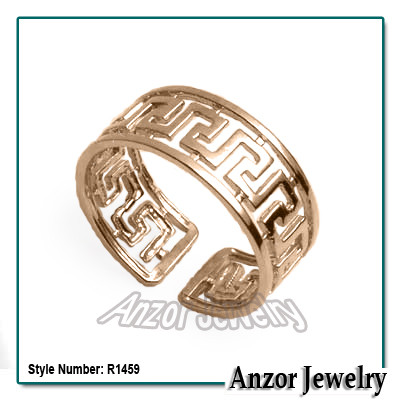 14k Gold Greek Key Ring R1459 - Anzor 