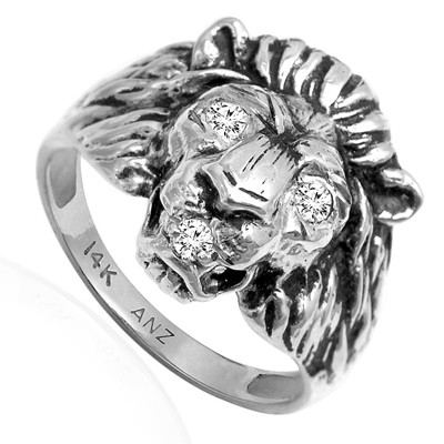 mnjin men's vintage stainless steel lion head rings heavy metal rock style  gold 14 - Walmart.com