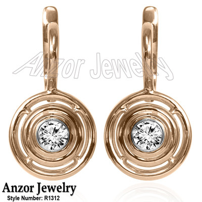 Russian Style Diamond Earrings in 14K Gold E1312