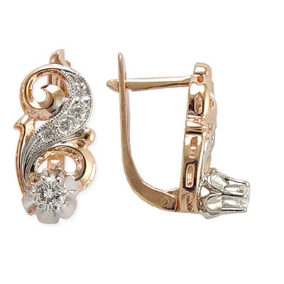[LLOYD] 14K☆Triumph D Line One Touch Sapphire Earrings Russian Style White Sapphire Earrings 14k 585 E1372 - Anzor