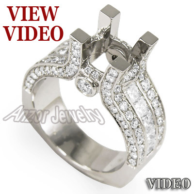 3 Row Pavé Half-moon Engagement Ring Setting in 19K White Gold [Video]  [Video]