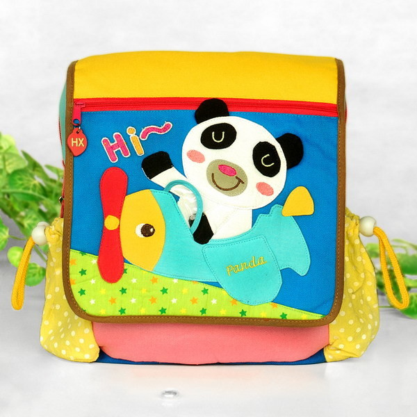 [Hi Panda] Embroidered Applique Kids Fabric Art School Backpack / Outdoor Backpack (9.2*10.4*2.7)