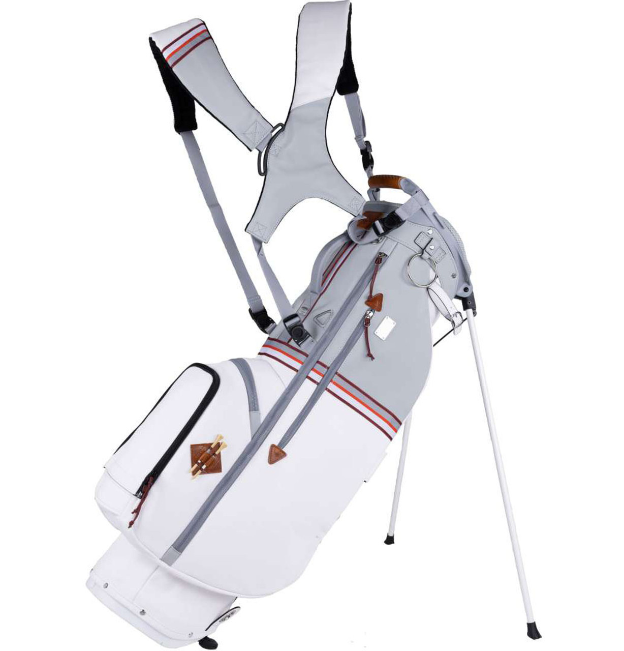 Sun Mountain Mid-stripe Dual Strap Stand Bag - White-Cadet-Brick 