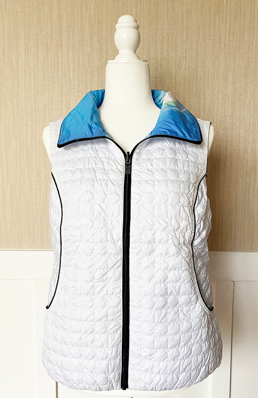 Ubu Packable Women's Golf Vest - Artist Print - White/City Life - Size: M