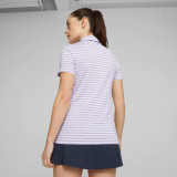 Puma Women's Mattr Somer Stripe Short Sleeve Golf Polo - White Glow / Vivid Violet