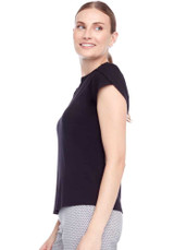 Swing Control Knit Jersey Petal Sleeve Women's Golf Top - Black