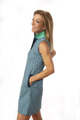 Scratch Seventy Mina Golf Dress - Green/Blue/White Geometric