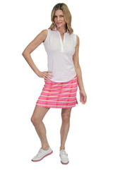 Golftini Off The Grid Plaid Pull-On Stretch Women's Golf Skirt Pink / Yellow