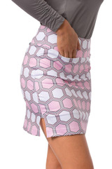 Golftini Light Pink & White Pull-On Stretch Women's Golf Skirt - Strawberry Shortcake