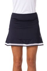 Golftini Top Golf Pull-On Mesh Trim Ruffle Women's Golf Skirt - Navy 