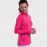 EP Pro NY Long Sleeve Rib Trim Snap Placket Women's Golf Pullover - Fruit Punch