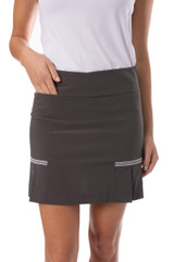 Golftini Charcoal Performance Side Pleat 18" Skort - Titanium