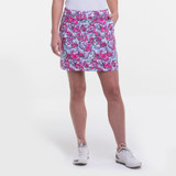 EP Pro NY Modern Flat Floral Print Ruffle Trim Women's Golf Skirt- Rosette Multi