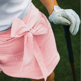 Course & Club Tie Waist Seersucker Women's Golf Skort in Orange