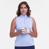 EP Pro NY Sleeveless Convertible Mock Women's Golf Polo - Blue Eyes