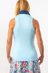 Scratch Seventy Erin Sleeveless Knit Collar Women's Golf Shirt - Light Blue - FINAL SALE