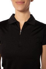Golftini Short Sleeve Zip Stretch Women's Golf Polo - Black 