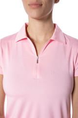 Golftini Short Sleeve Zip Stretch Women's Golf Polo - Light Pink