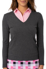 Golftini Stretch V-Neck Women's Sweater - Charcoal