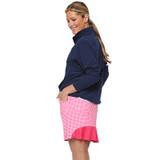 Belyn Key Ruffle Women's Golf Skort - Melon Check