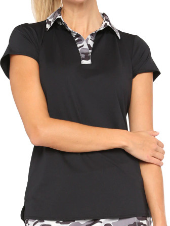 Belyn Key Cap Women's Golf Short Sleeve - Onyx/grey Scale Camo