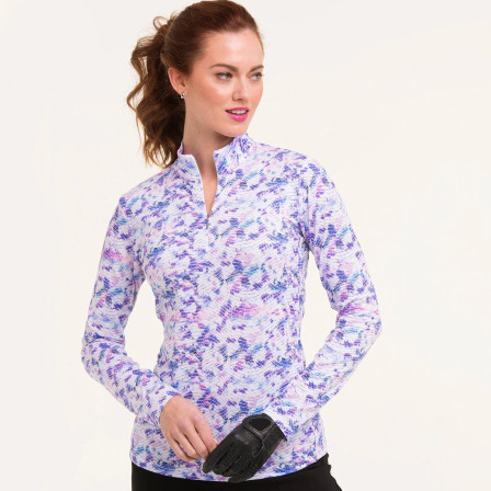 EPNY Splatter Print Polo Women's Golf LongSleeve - White Multi